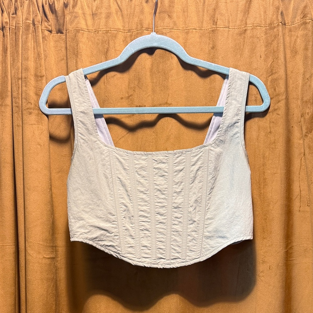 Missguided Cream Cropped Corset Tank Top